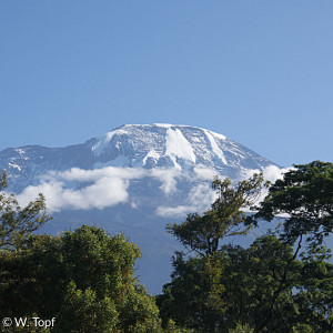 Blick vom Gästehaus auf den Kilimanjaro
